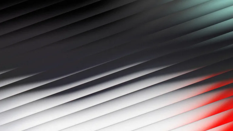 Spectral Blinds: Charcoal and silver through diagonal glass, with mint and red fringes.