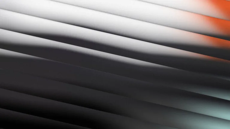 Ruby Shutter: Charcoal and silver through diagonal glass, with mint and red fringes.
